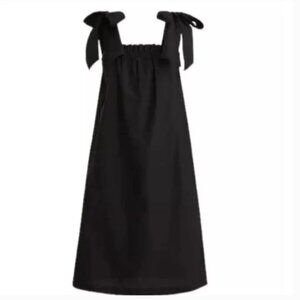 J. Crew Black Tie Shoulder Cotton Poplin Dress (792)